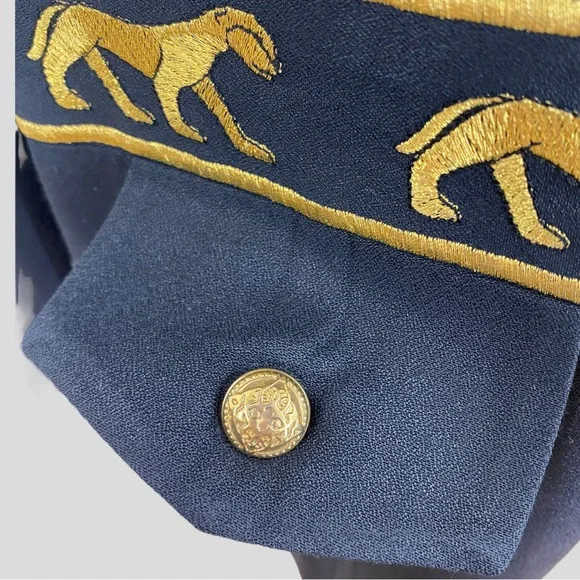 Vintage 90s R&M Richards by Karen Kwong Black Gold Panther Jacket - Picture 3 of 7